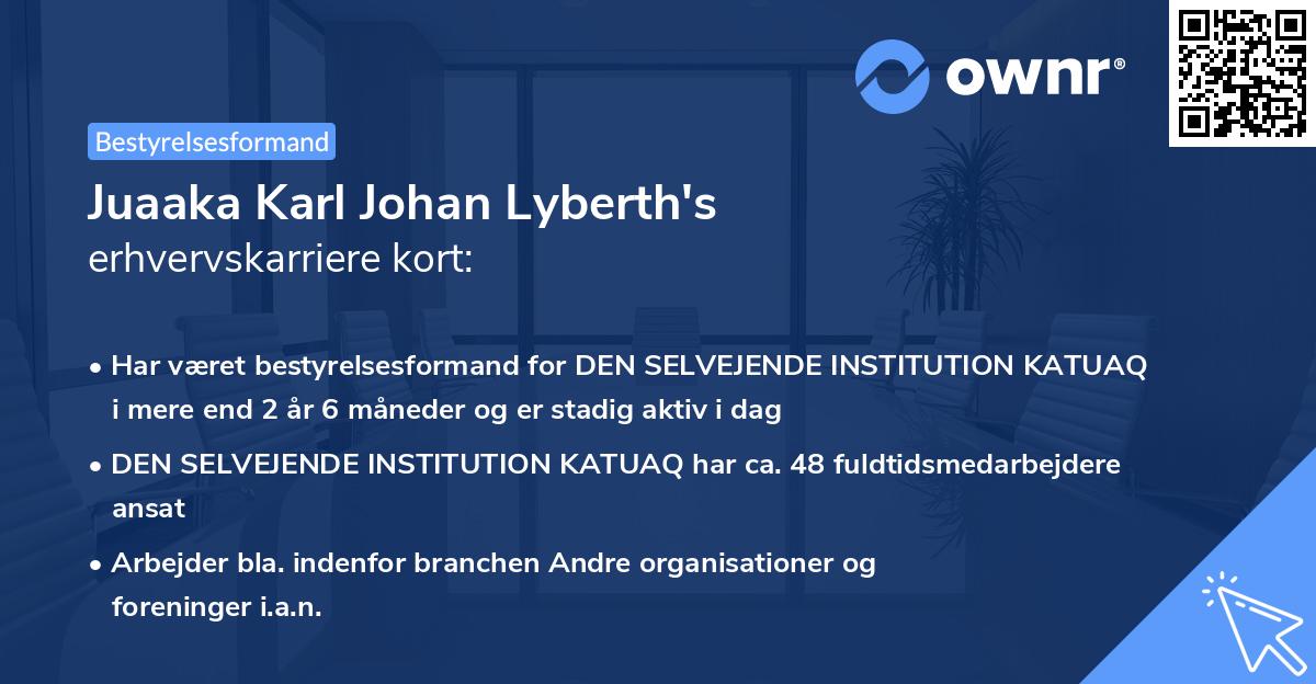 Juaaka Karl Johan Lyberth's erhvervskarriere kort