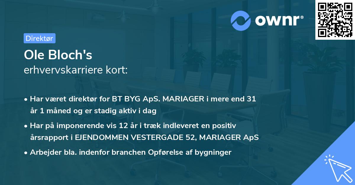 Ole Bloch's erhvervskarriere kort
