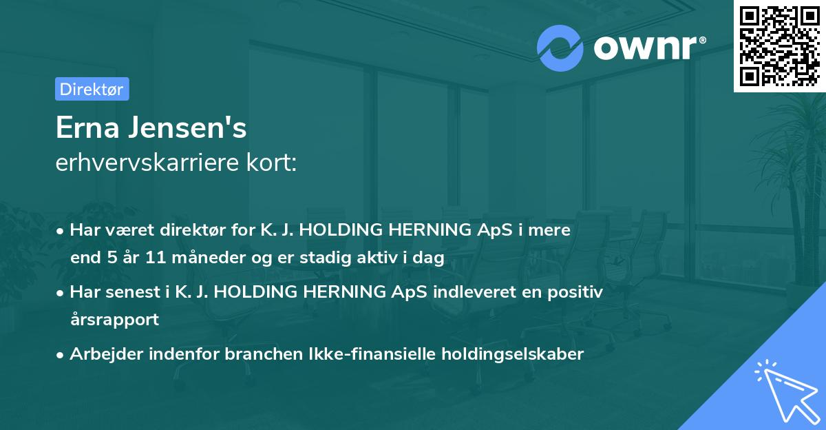 Erna Jensen's erhvervskarriere kort