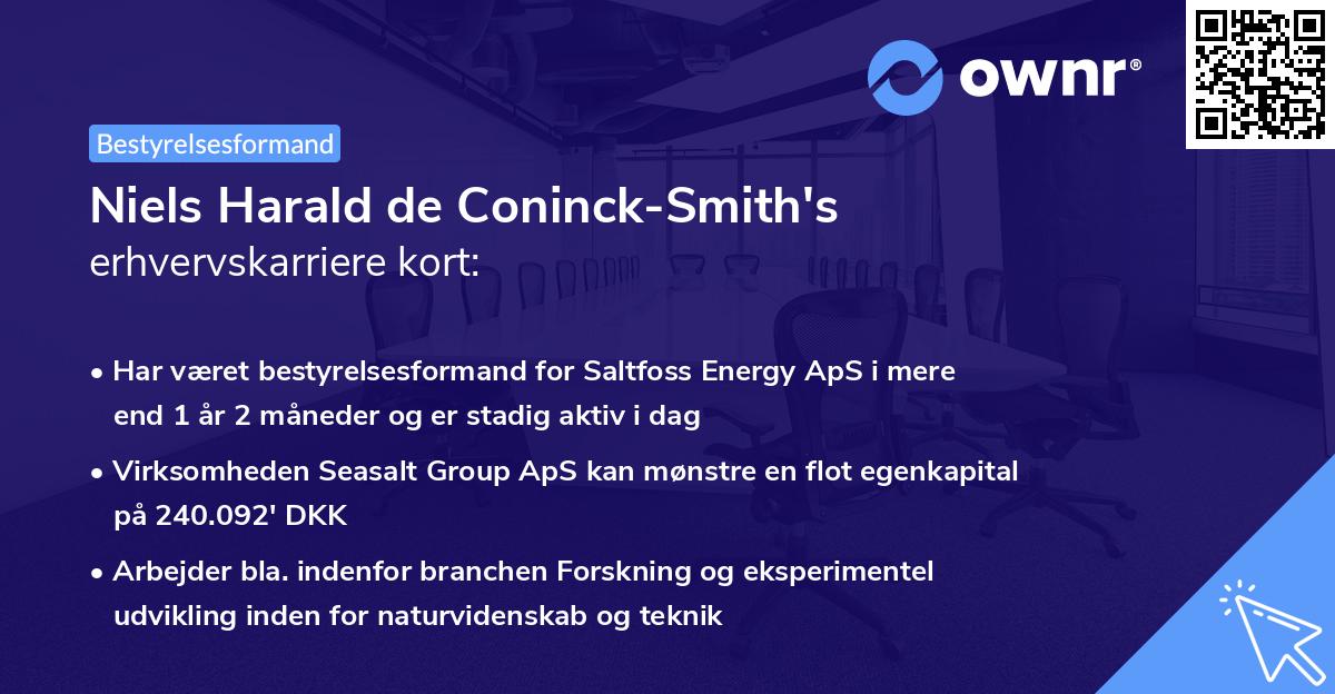 Niels Harald de Coninck-Smith's erhvervskarriere kort