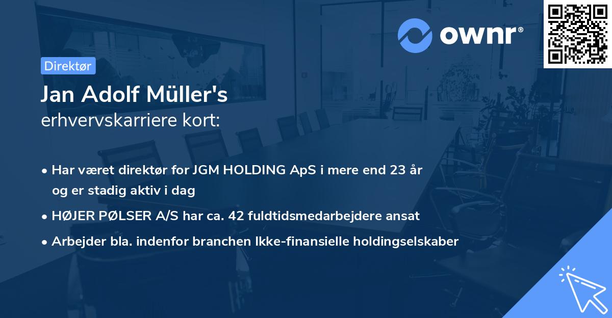 Jan Adolf Müller's erhvervskarriere kort