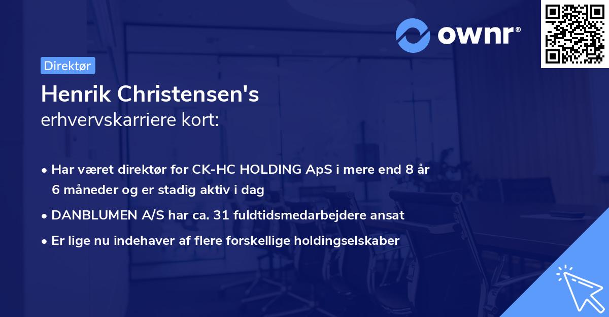 Henrik Christensen's erhvervskarriere kort