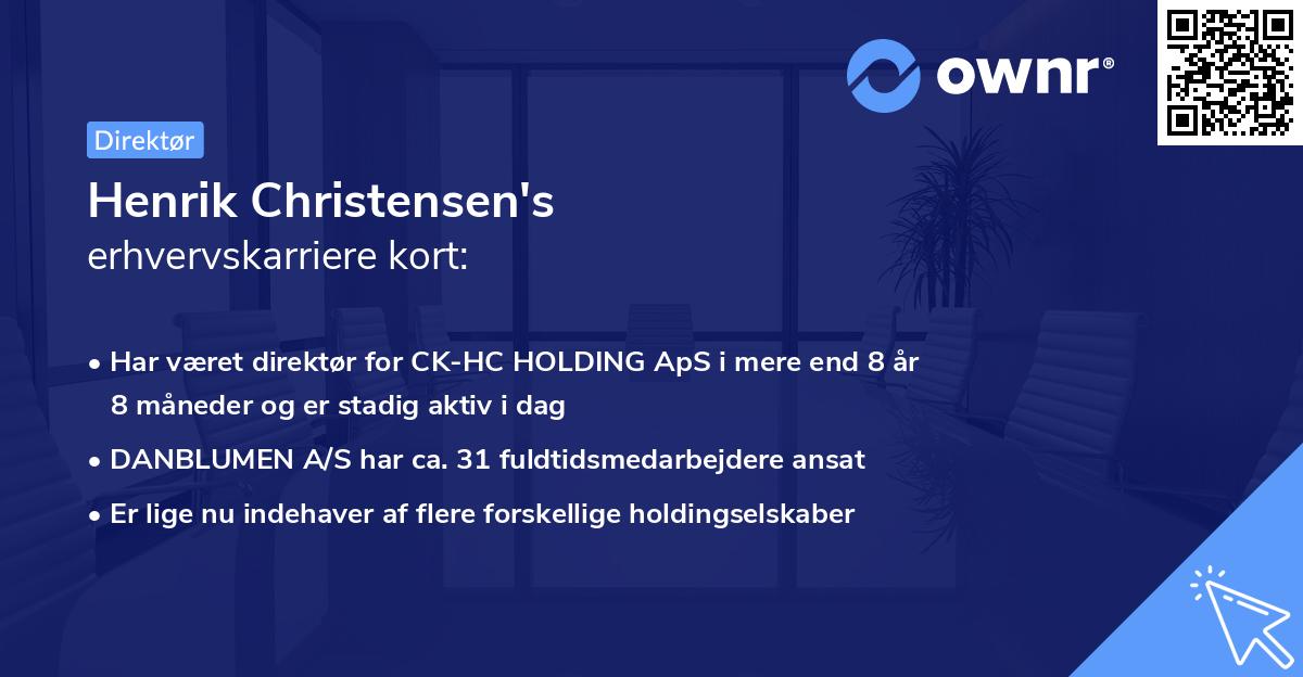 Henrik Christensen's erhvervskarriere kort