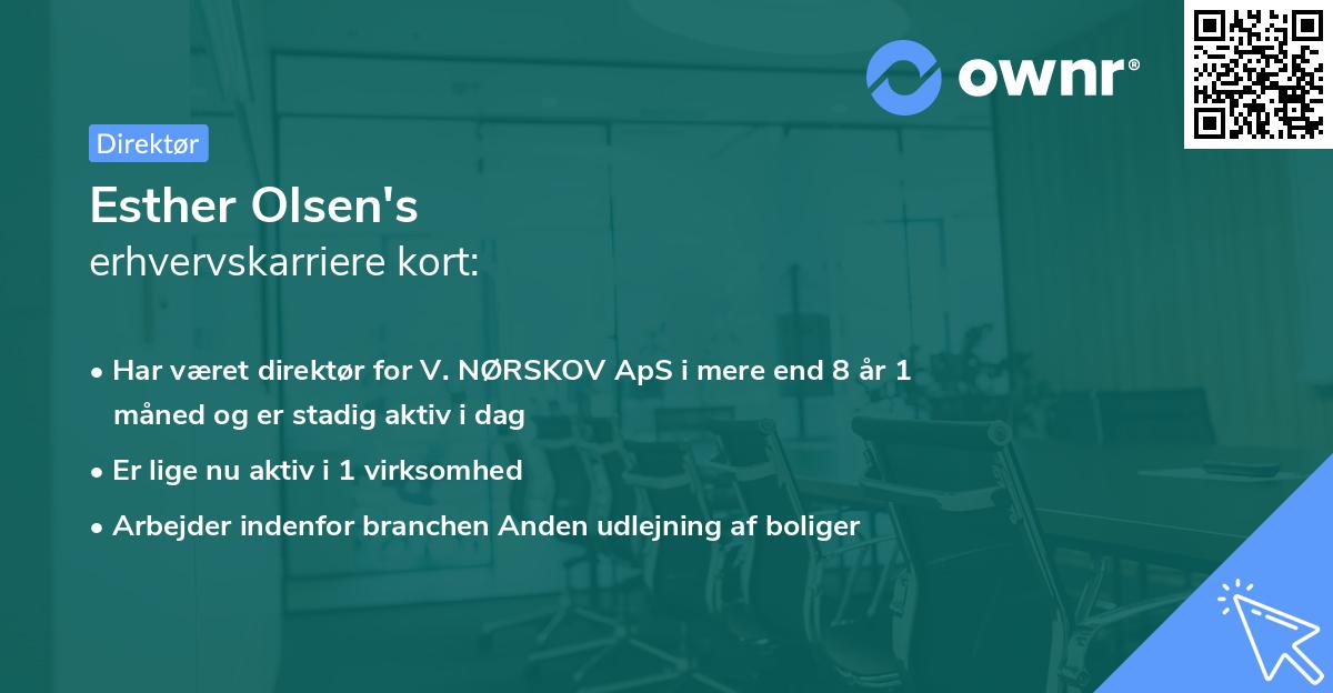 Esther Olsen's erhvervskarriere kort