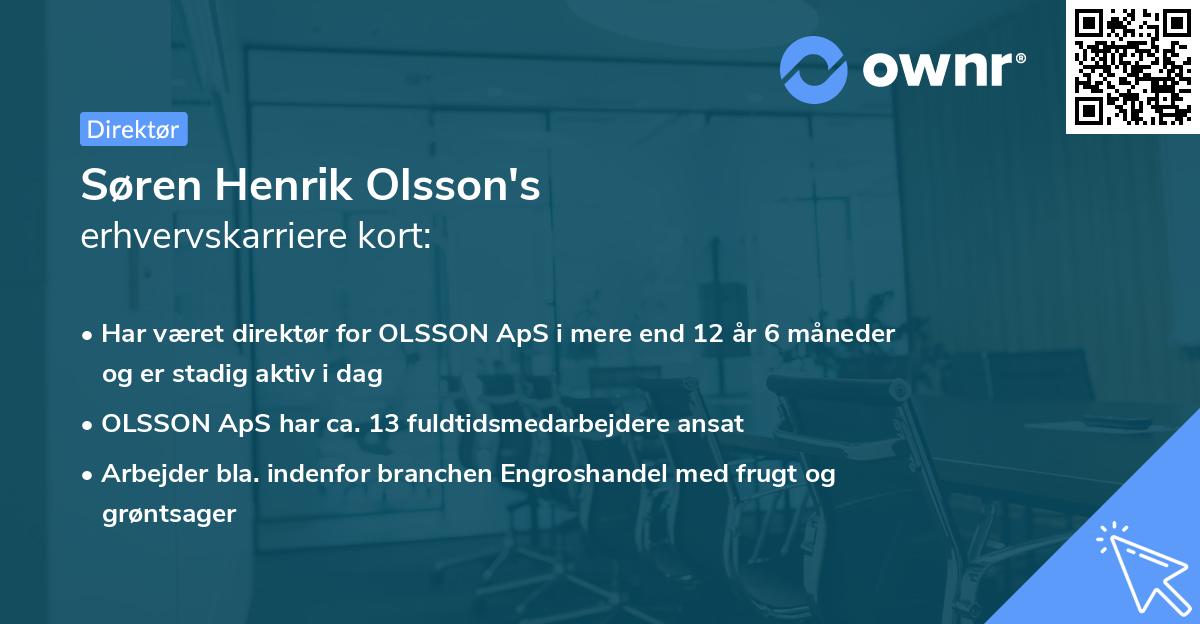 Søren Henrik Olsson's erhvervskarriere kort