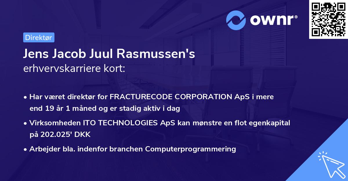 Jens Jacob Juul Rasmussen's erhvervskarriere kort