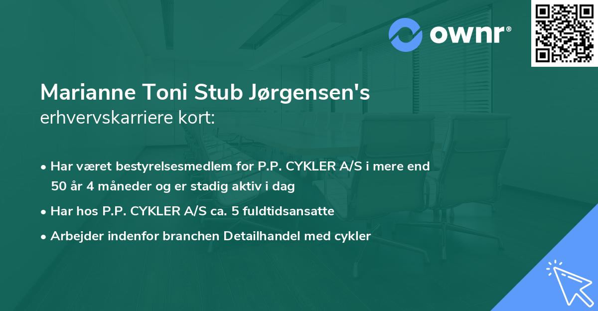 Marianne Toni Stub Jørgensen's erhvervskarriere kort