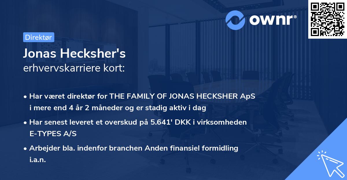 Jonas Hecksher's erhvervskarriere kort