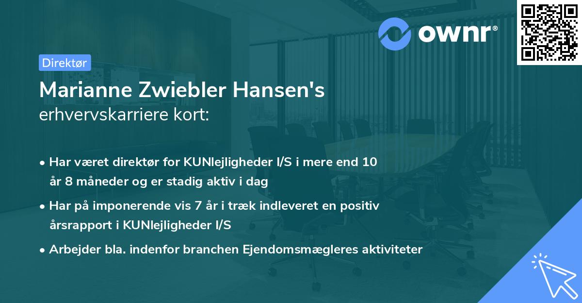 Marianne Zwiebler Hansen's erhvervskarriere kort