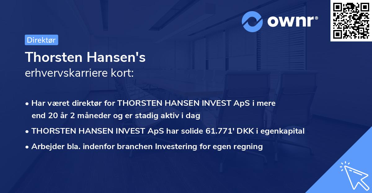 Thorsten Hansen's erhvervskarriere kort