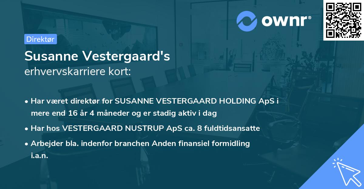 Susanne Vestergaard's erhvervskarriere kort