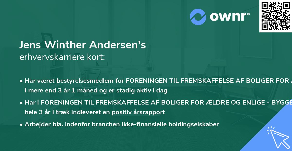 Jens Winther Andersen's erhvervskarriere kort
