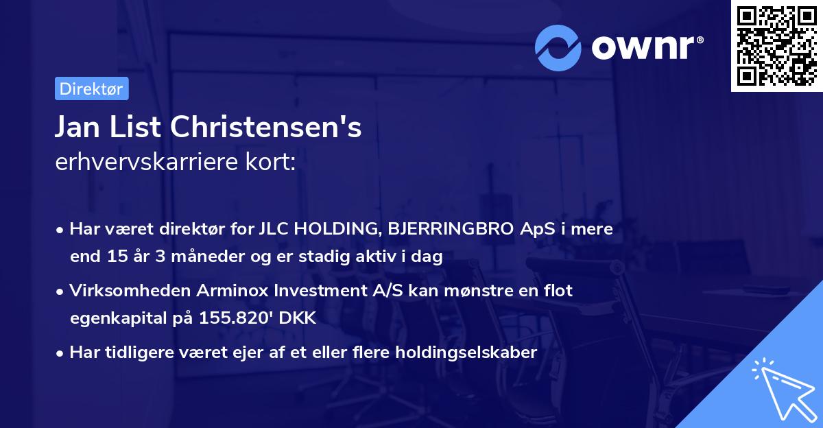 Jan List Christensen's erhvervskarriere kort