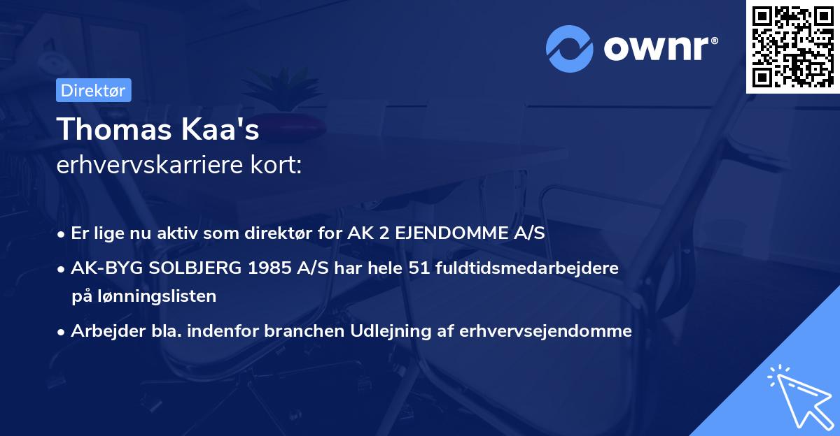 Thomas Kaa's erhvervskarriere kort
