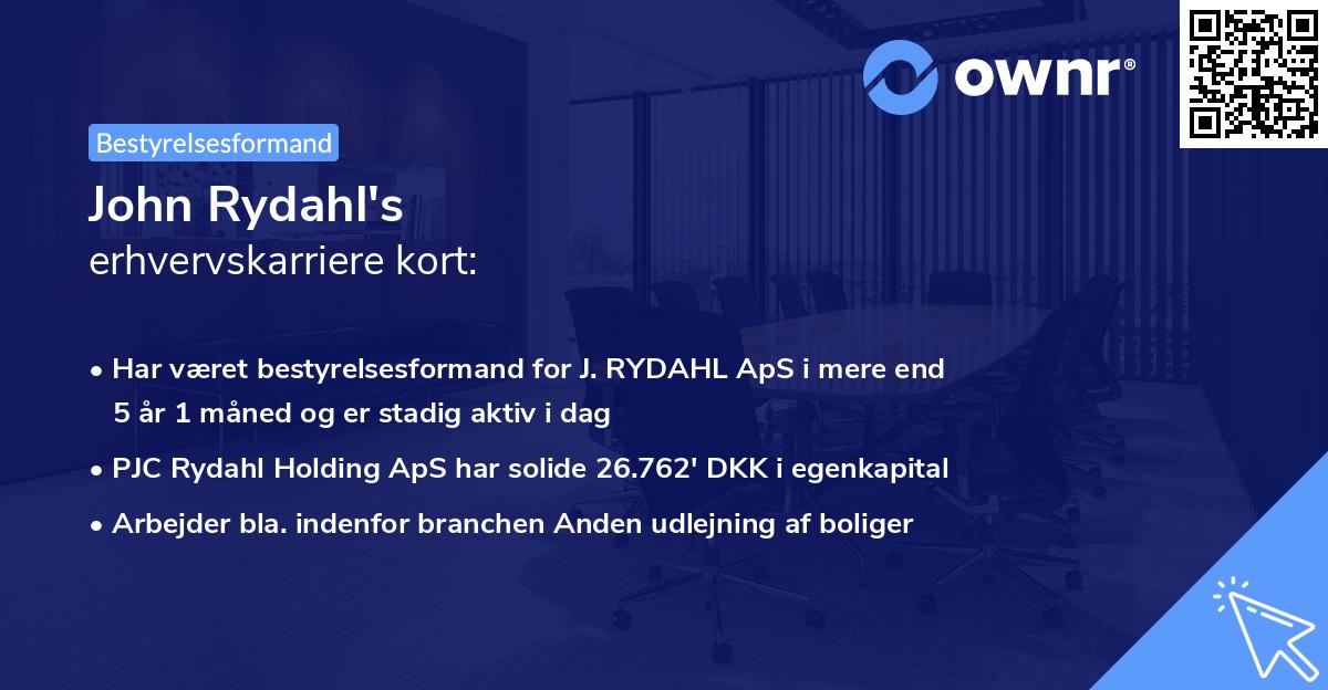 John Rydahl's erhvervskarriere kort