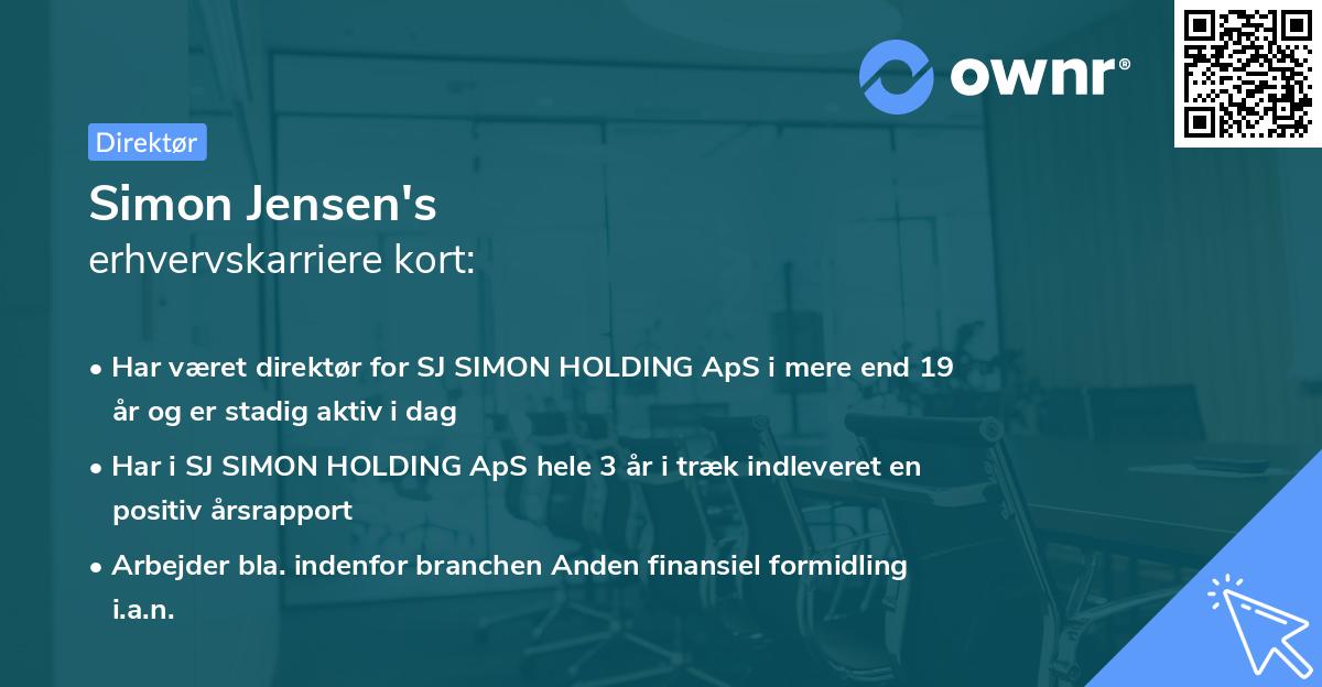 Simon Jensen's erhvervskarriere kort