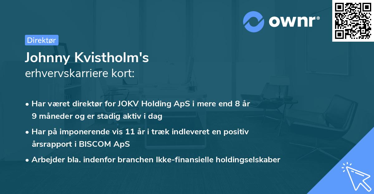 Johnny Kvistholm's erhvervskarriere kort