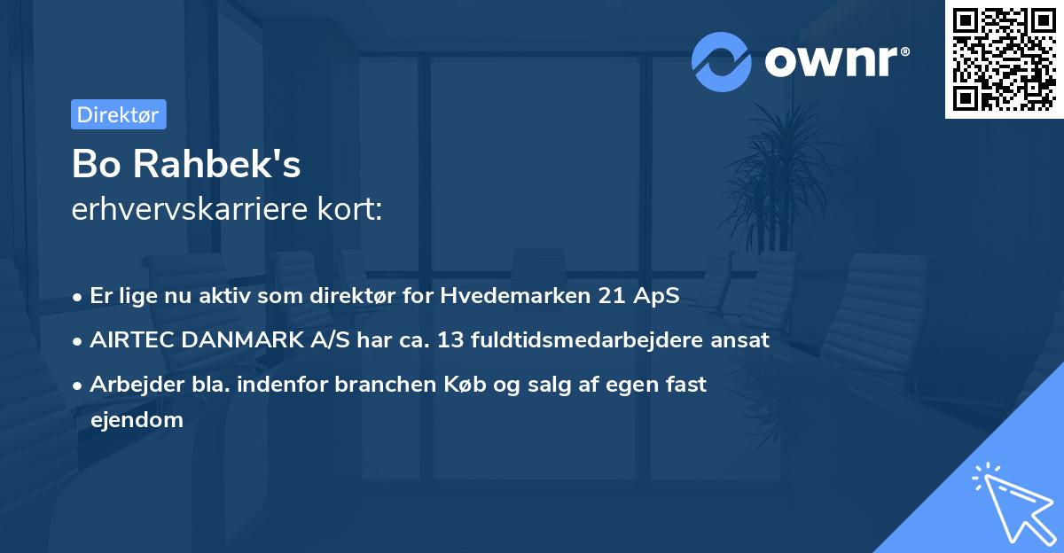 Bo Rahbek's erhvervskarriere kort
