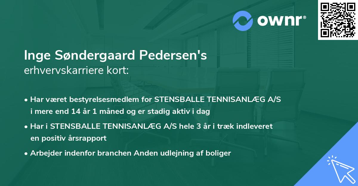 Inge Søndergaard Pedersen's erhvervskarriere kort