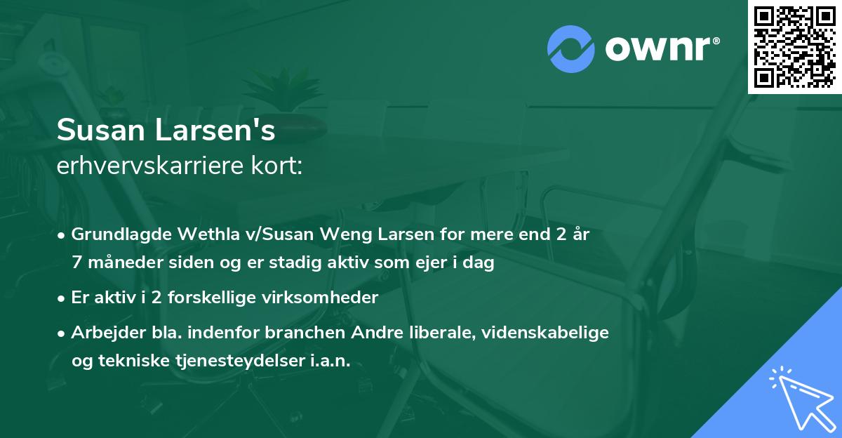 Susan Larsen's erhvervskarriere kort