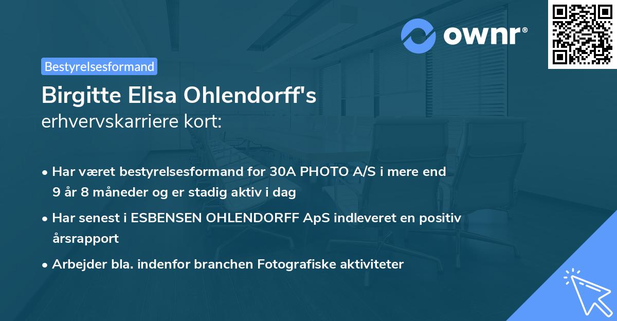 Birgitte Elisa Ohlendorff's erhvervskarriere kort