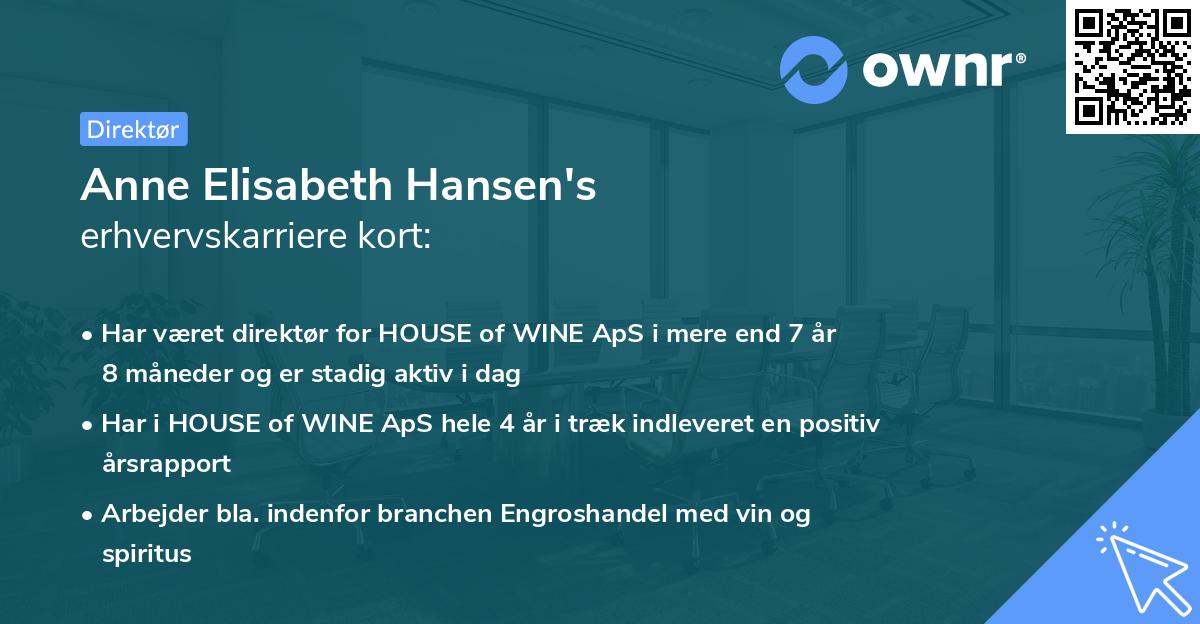 Anne Elisabeth Hansen's erhvervskarriere kort