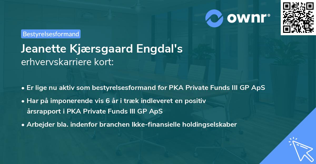 Jeanette Kjærsgaard Engdal's erhvervskarriere kort