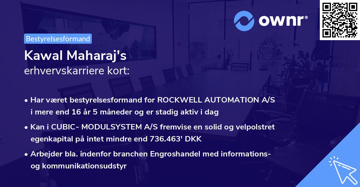 Kawal Maharaj's erhvervskarriere kort