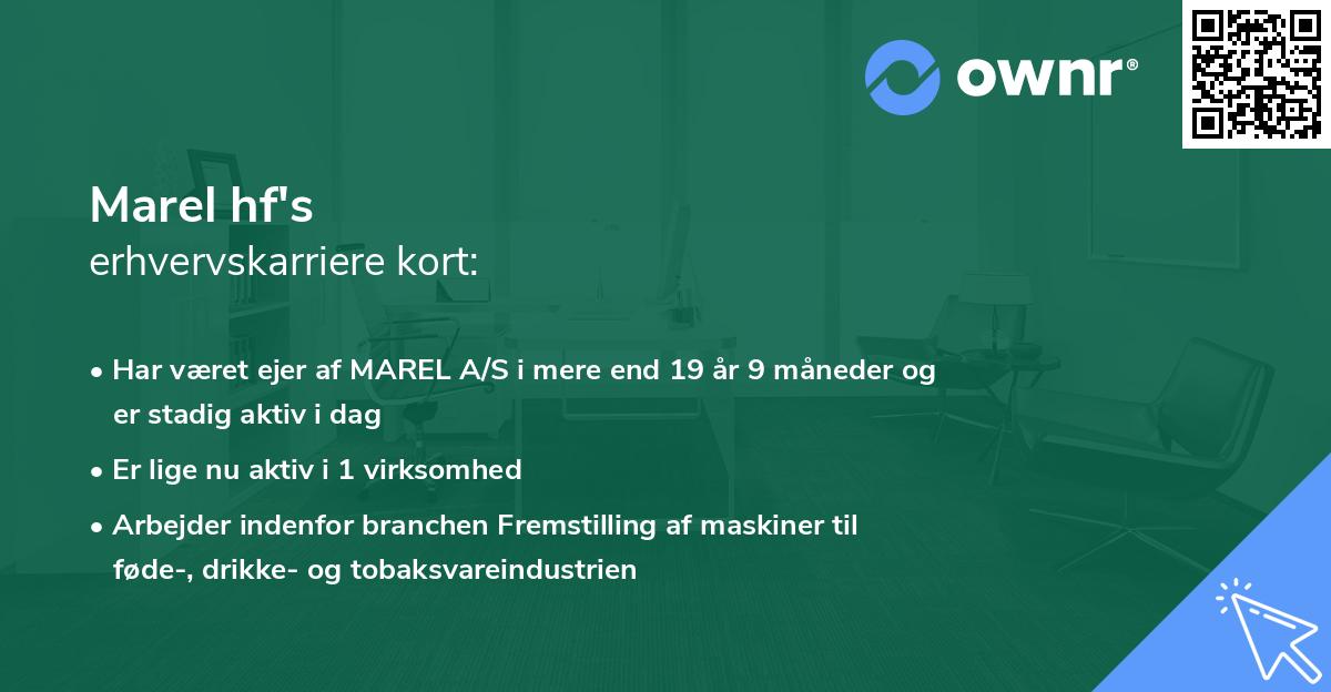 Marel hf's erhvervskarriere kort