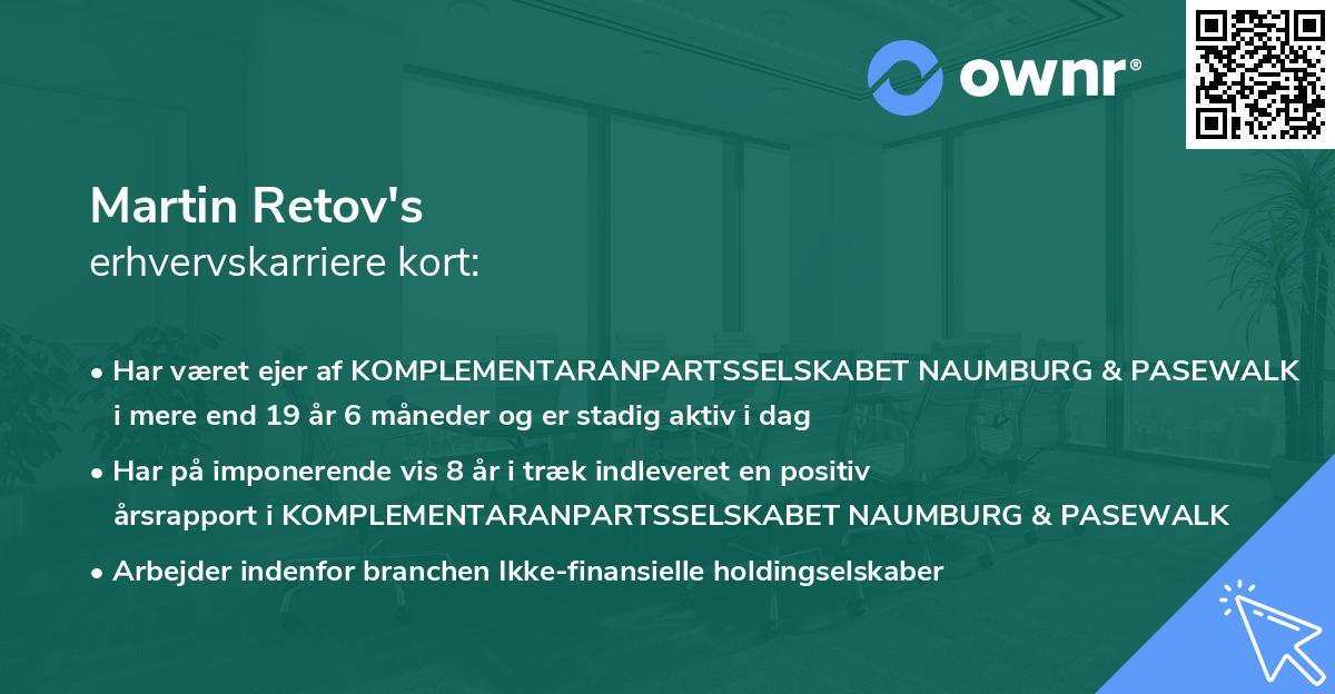 Martin Retov's erhvervskarriere kort