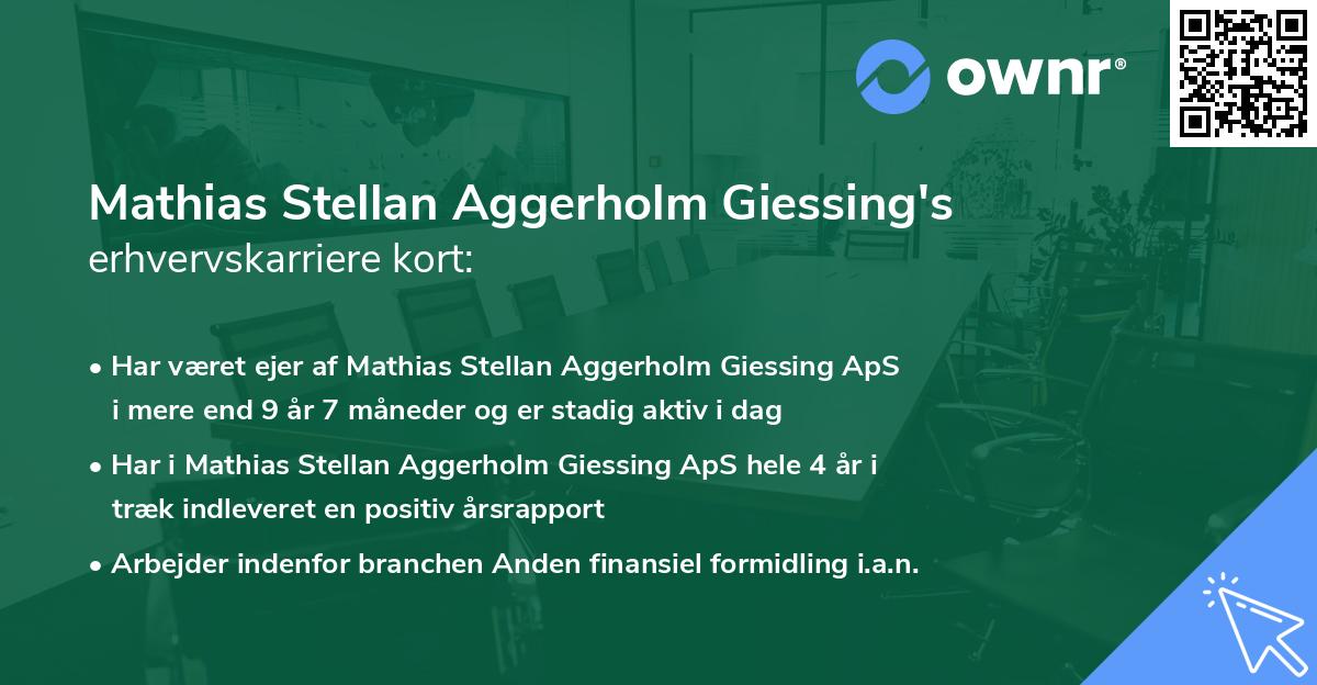 Mathias Stellan Aggerholm Giessing's erhvervskarriere kort