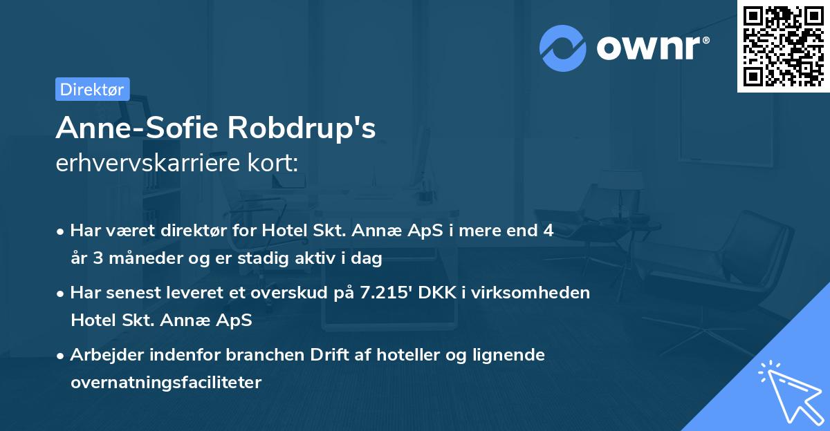 Anne-Sofie Robdrup's erhvervskarriere kort