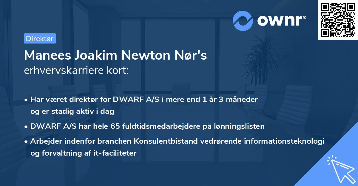 Manees Joakim Newton Nør's erhvervskarriere kort