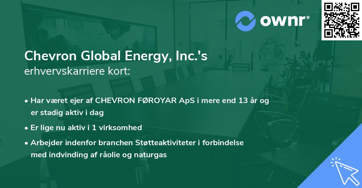 Chevron Global Energy, Inc.'s erhvervskarriere kort