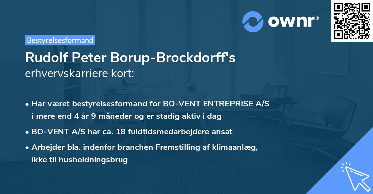 Rudolf Peter Borup-Brockdorff's erhvervskarriere kort