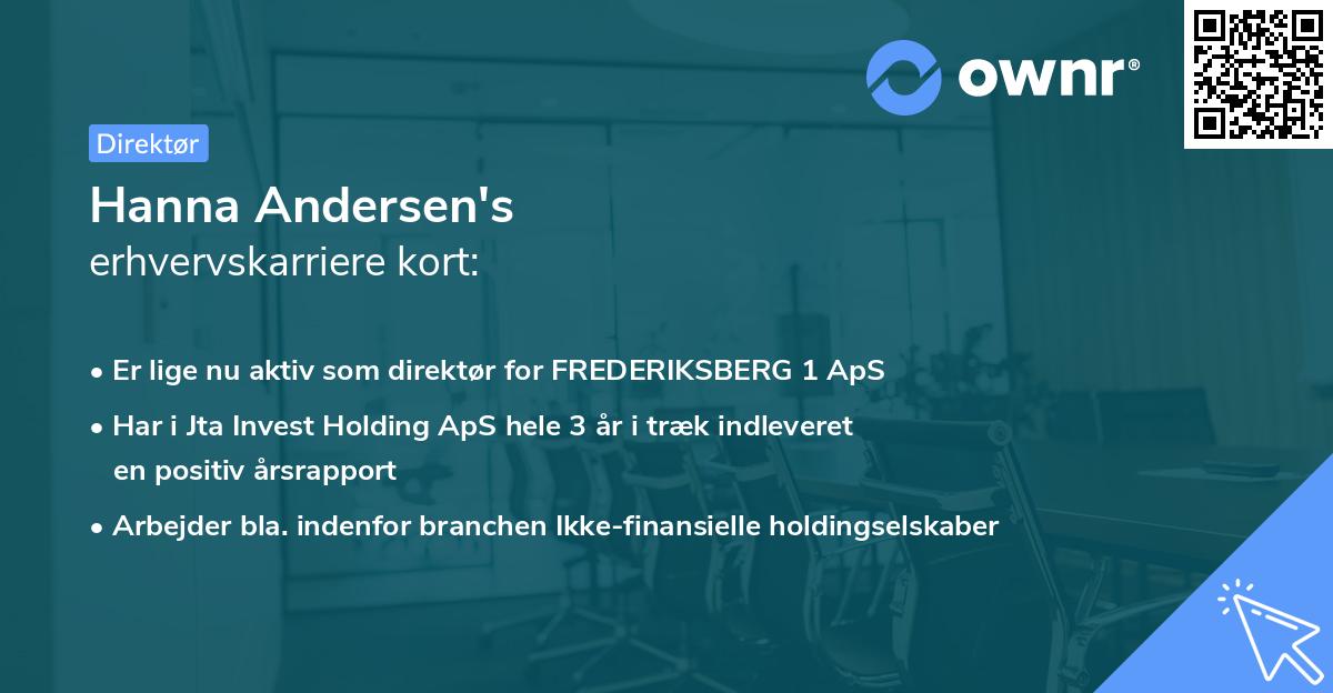 Hanna Andersen's erhvervskarriere kort