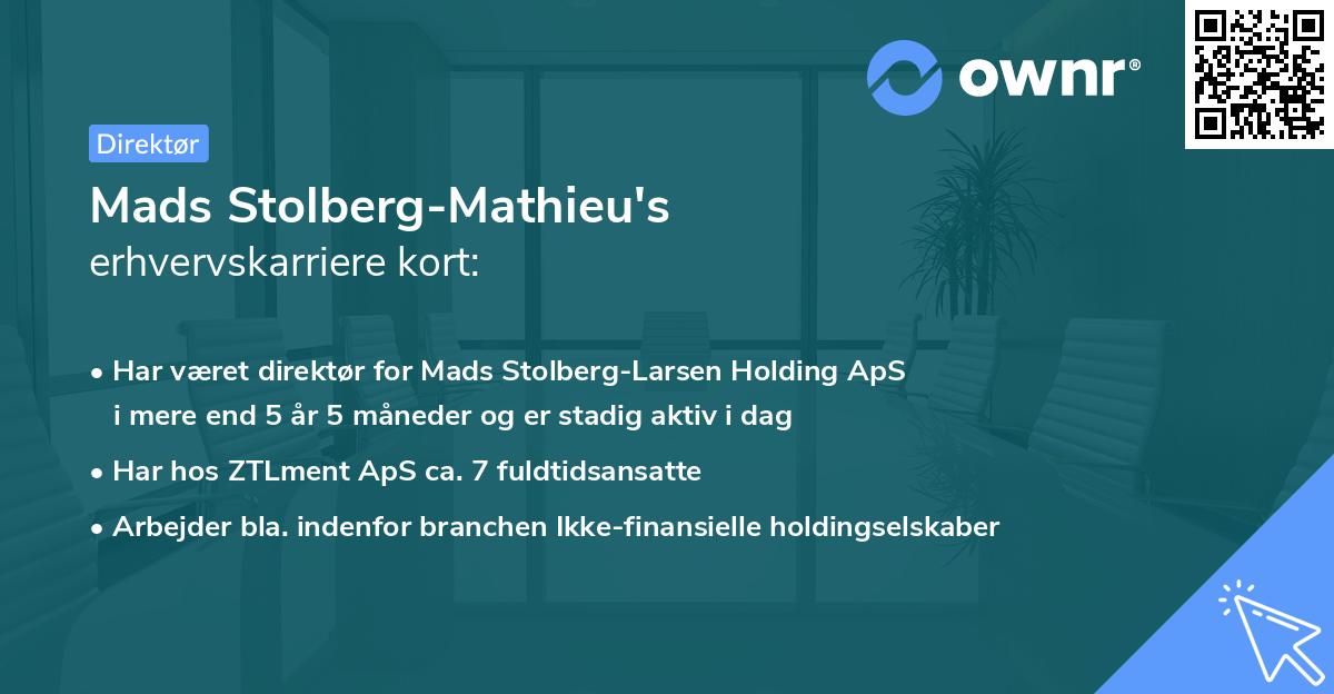 Mads Stolberg-Mathieu's erhvervskarriere kort