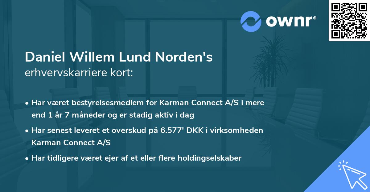 Daniel Willem Lund Norden's erhvervskarriere kort