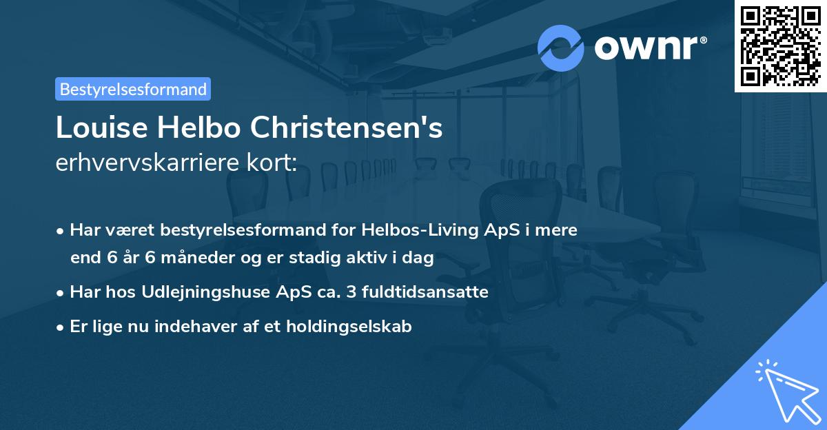 Louise Helbo Christensen's erhvervskarriere kort