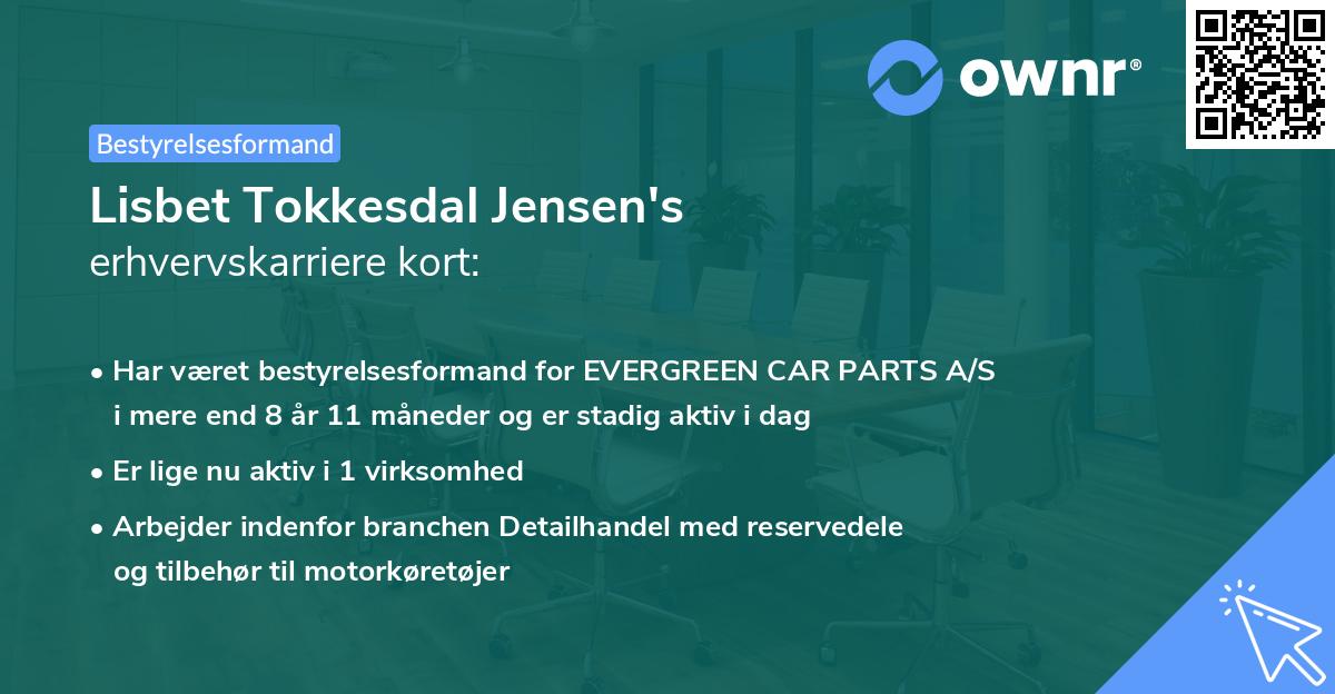 Lisbet Tokkesdal Jensen's erhvervskarriere kort