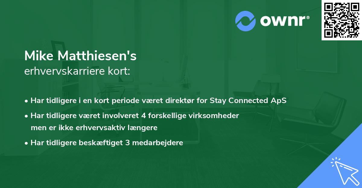 Mike Matthiesen's erhvervskarriere kort