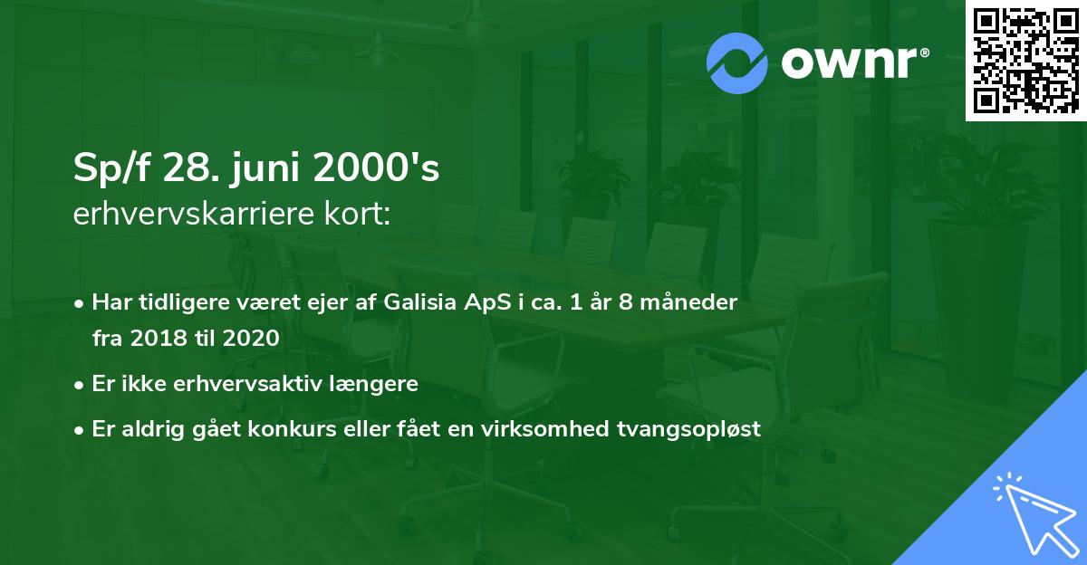 Sp/f 28. juni 2000's erhvervskarriere kort