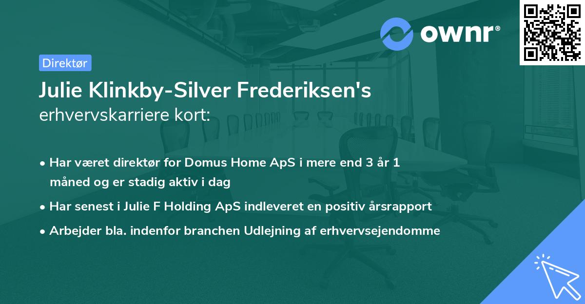 Julie Klinkby-Silver Frederiksen's erhvervskarriere kort