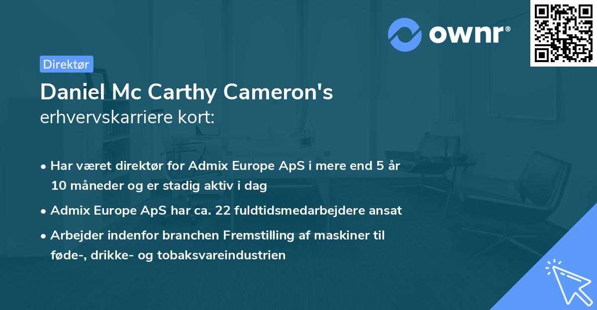 Daniel Mc Carthy Cameron's erhvervskarriere kort