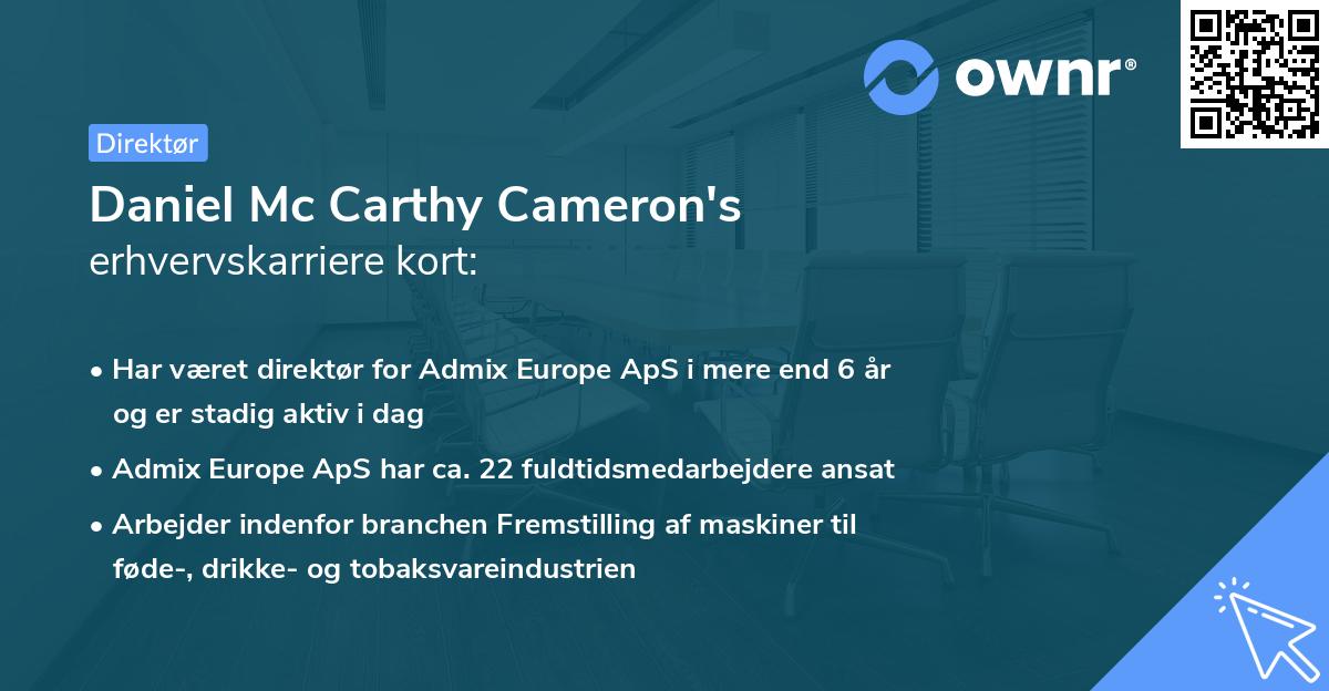 Daniel Mc Carthy Cameron's erhvervskarriere kort