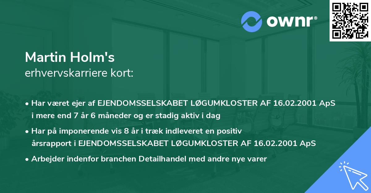 Martin Holm's erhvervskarriere kort