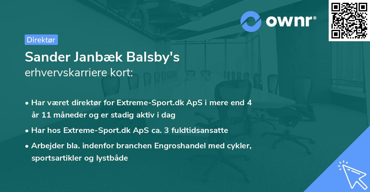 Sander Janbæk Balsby's erhvervskarriere kort