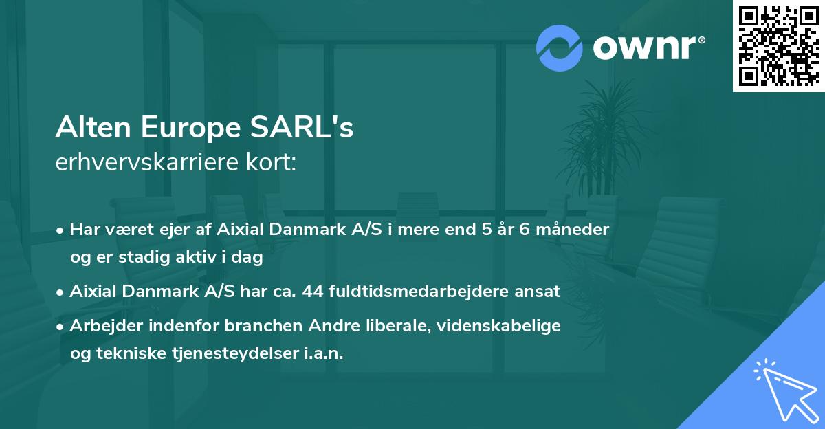 Alten Europe SARL's erhvervskarriere kort