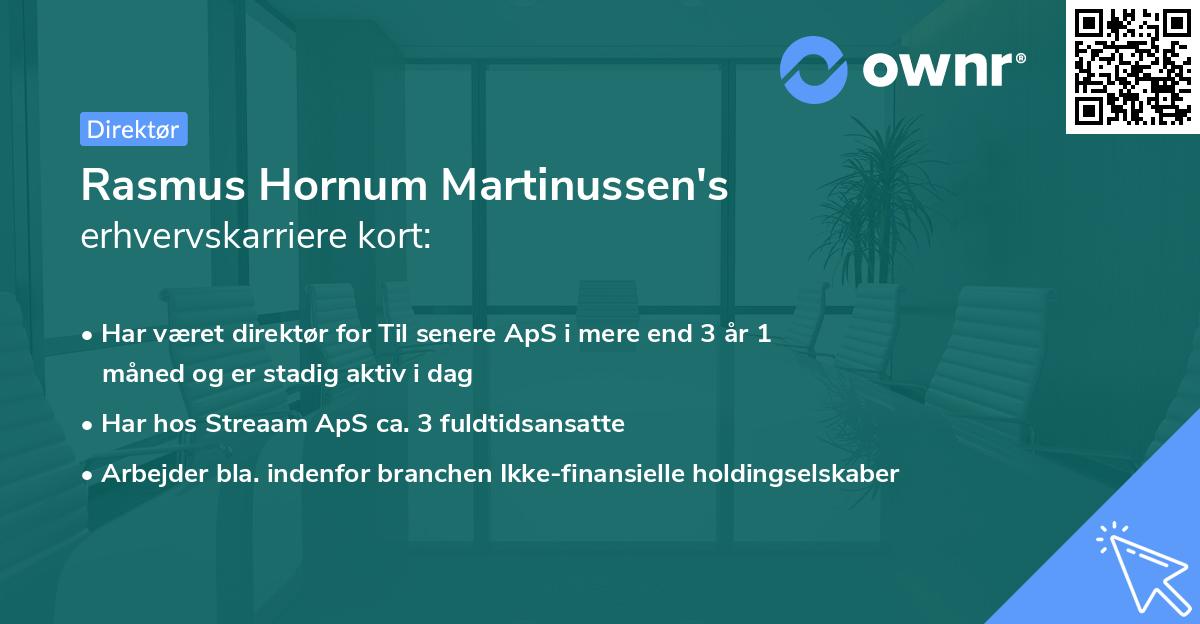 Rasmus Hornum Martinussen's erhvervskarriere kort