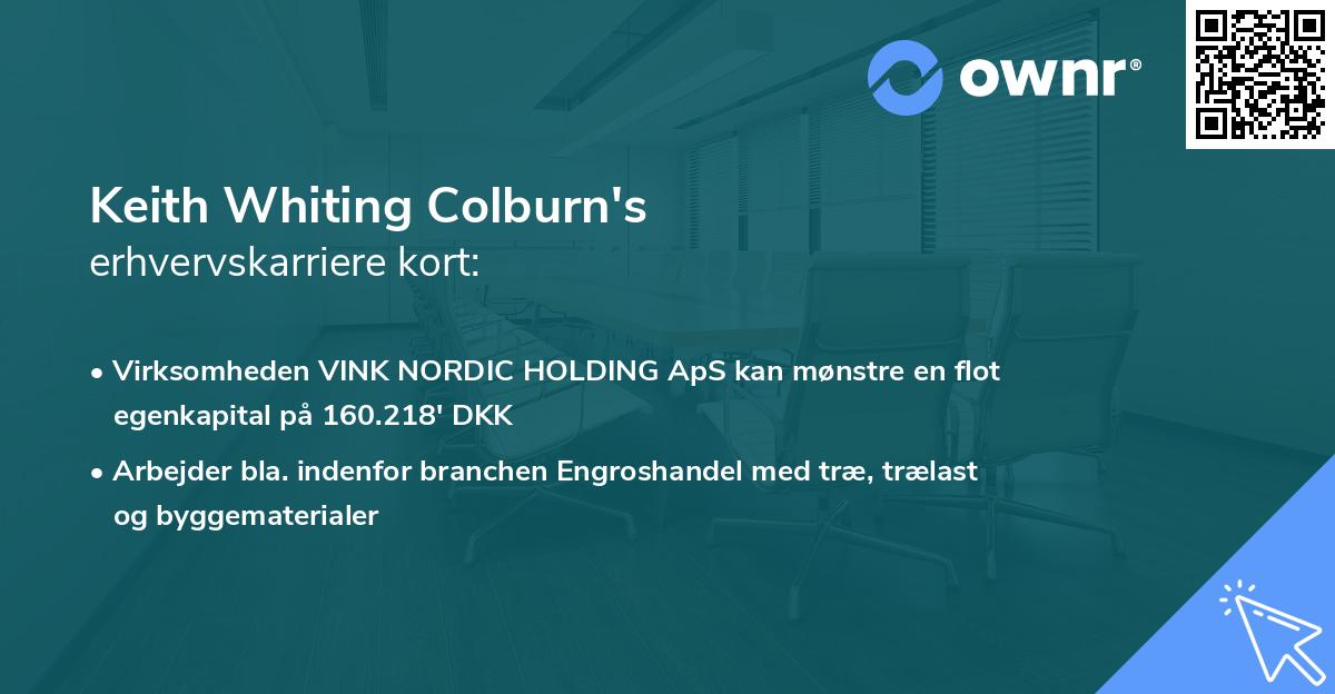 Keith Whiting Colburn's erhvervskarriere kort